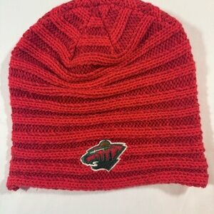 Red Knit Beanie with Embroidered Logo